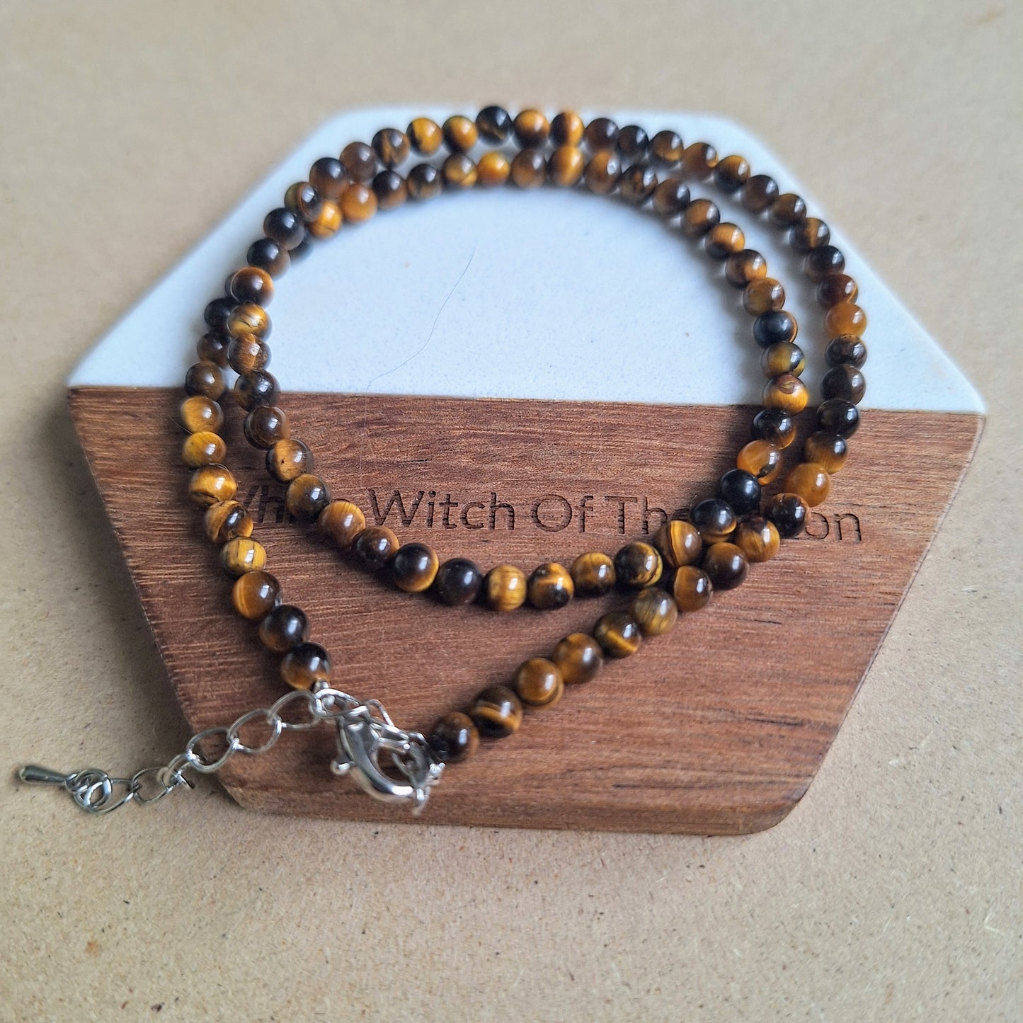 Tigers Eye Choker 4mm bead adjustable Necklace