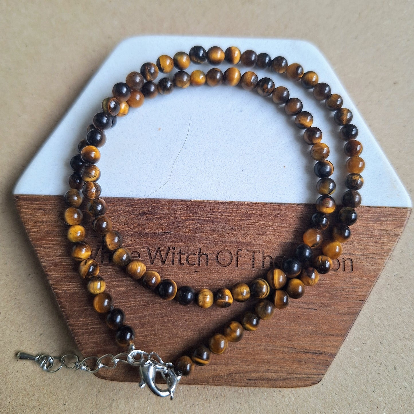 Tigers Eye Choker 4mm bead adjustable Necklace