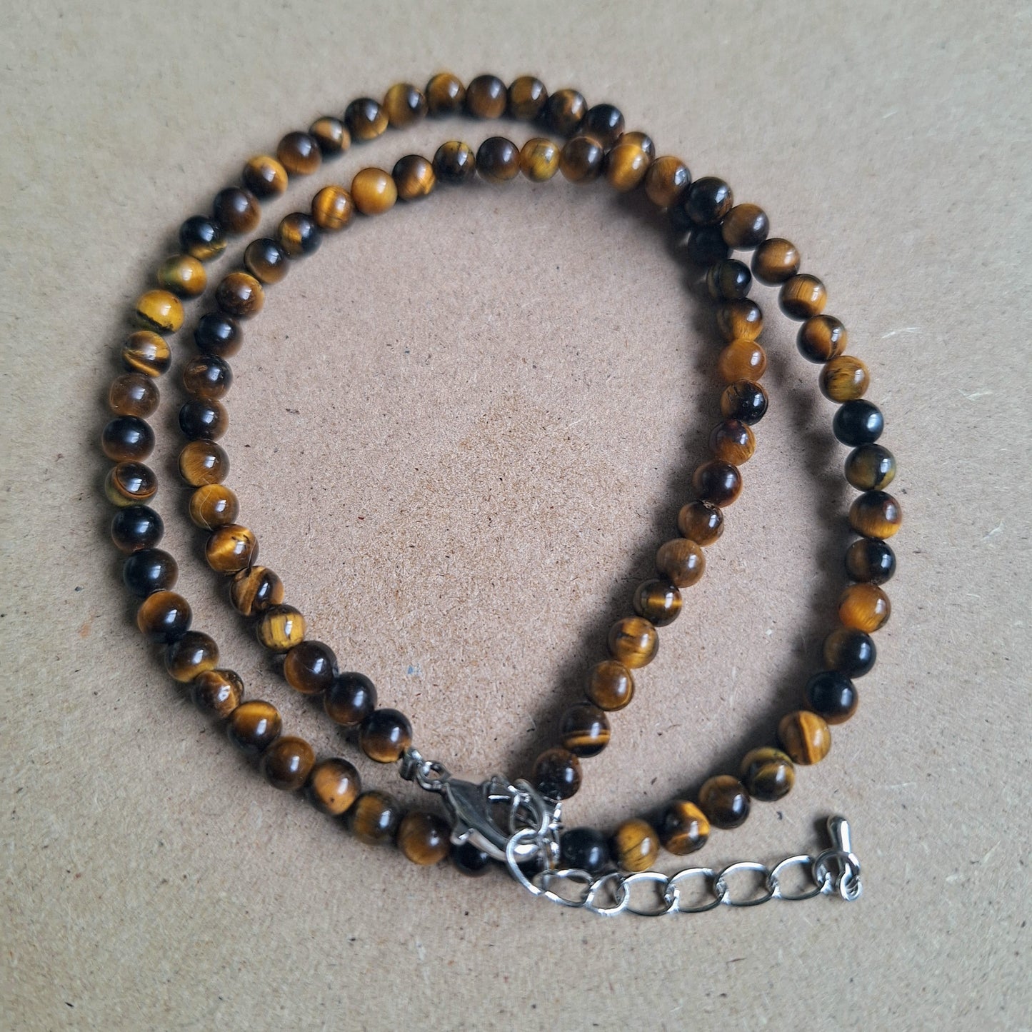 Tigers Eye Choker 4mm bead adjustable Necklace
