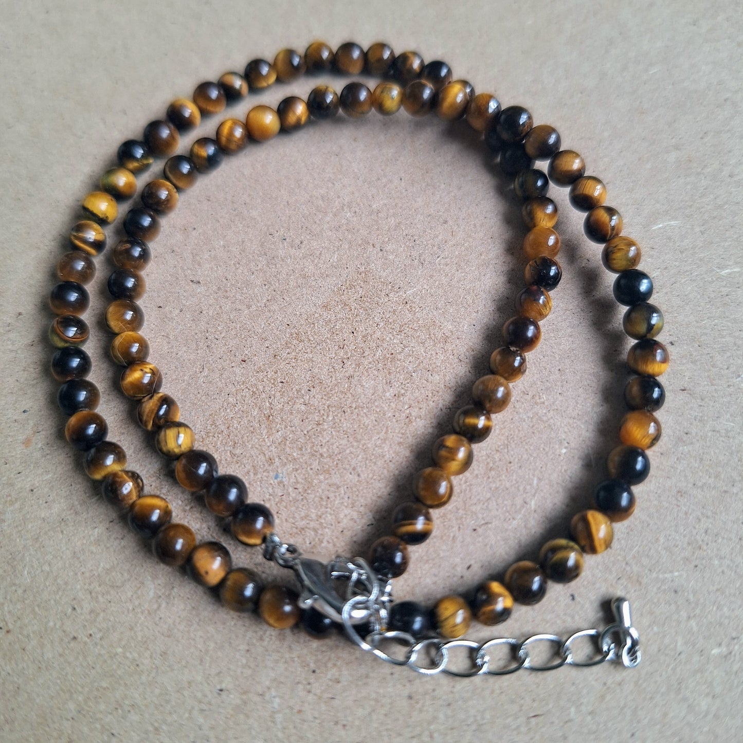 Tigers Eye Choker 4mm bead adjustable Necklace