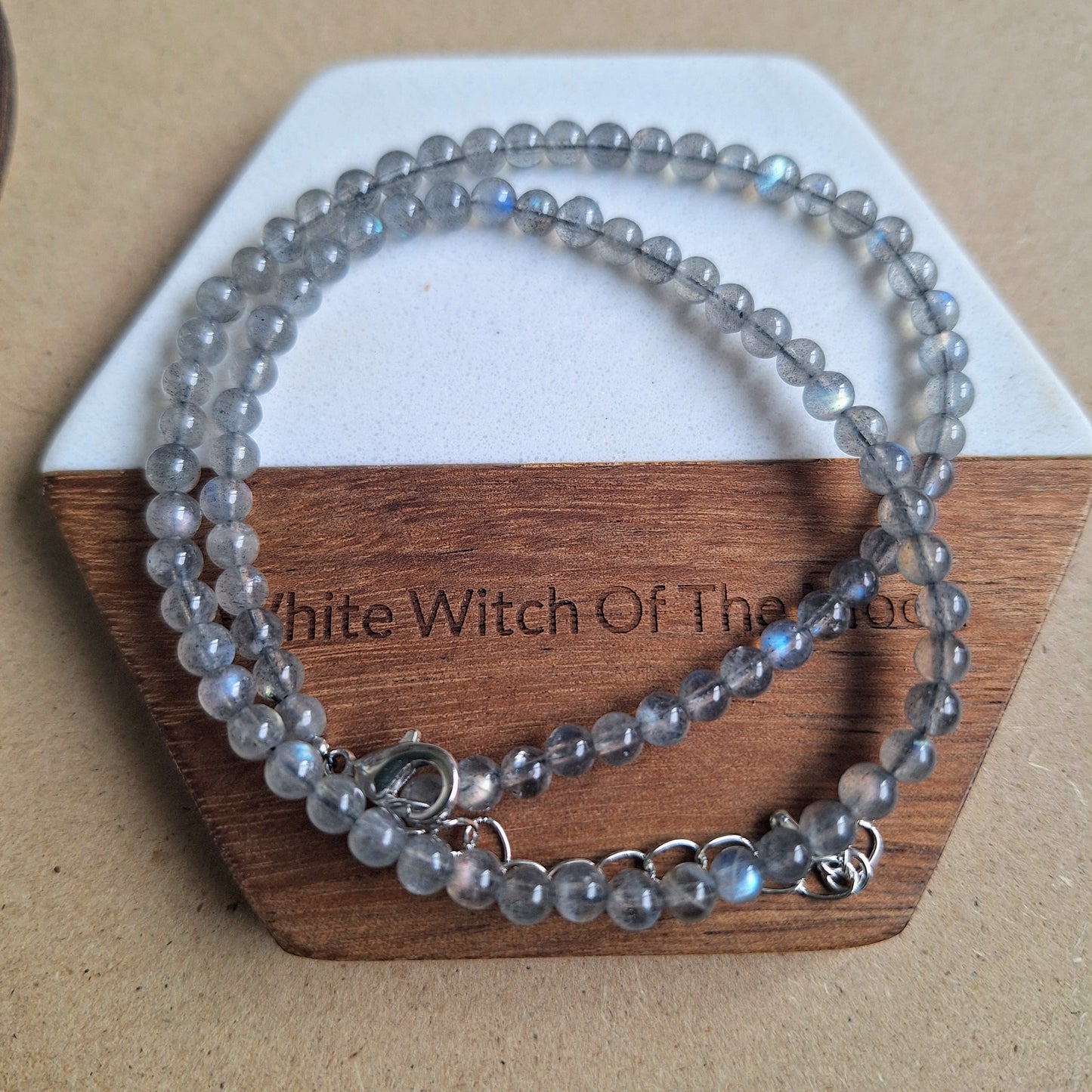 Labradorite 4mm high grade choker necklace