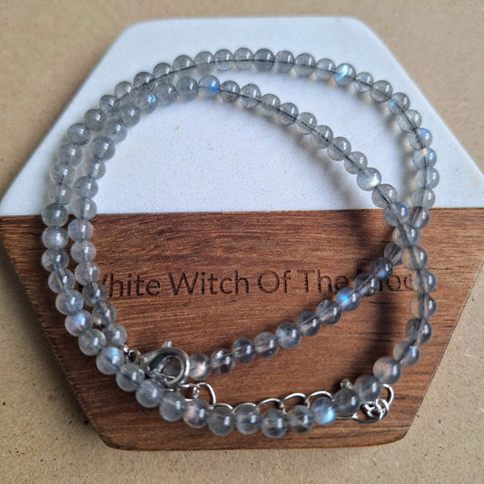 Labradorite 4mm high grade choker necklace