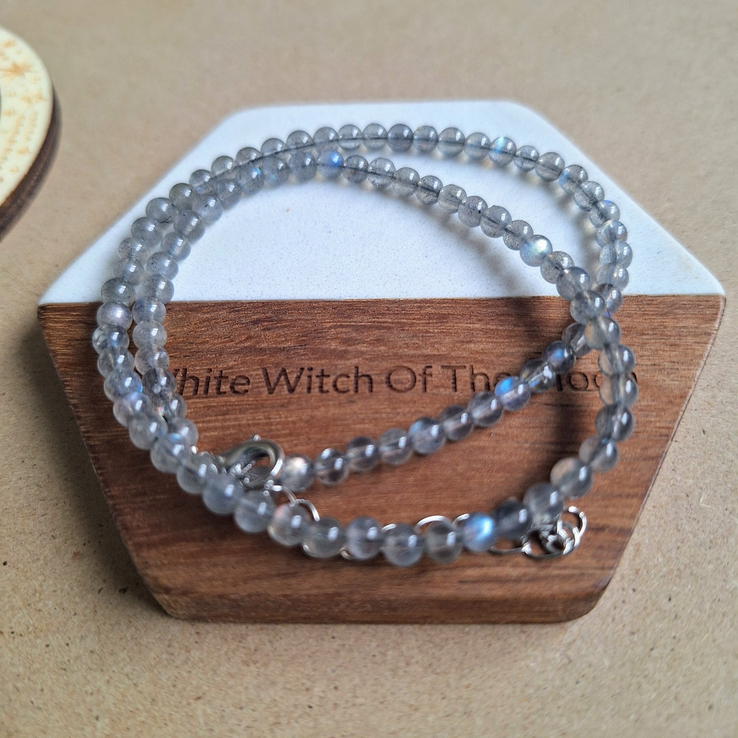 Labradorite 4mm high grade choker necklace