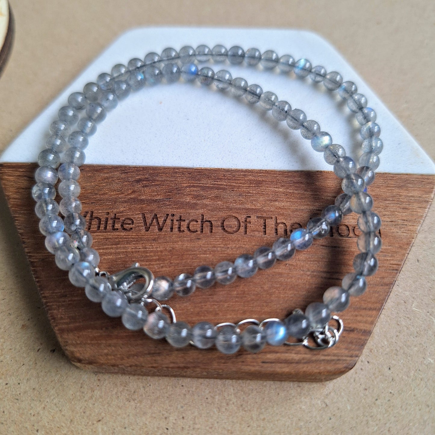 Labradorite 4mm high grade choker necklace