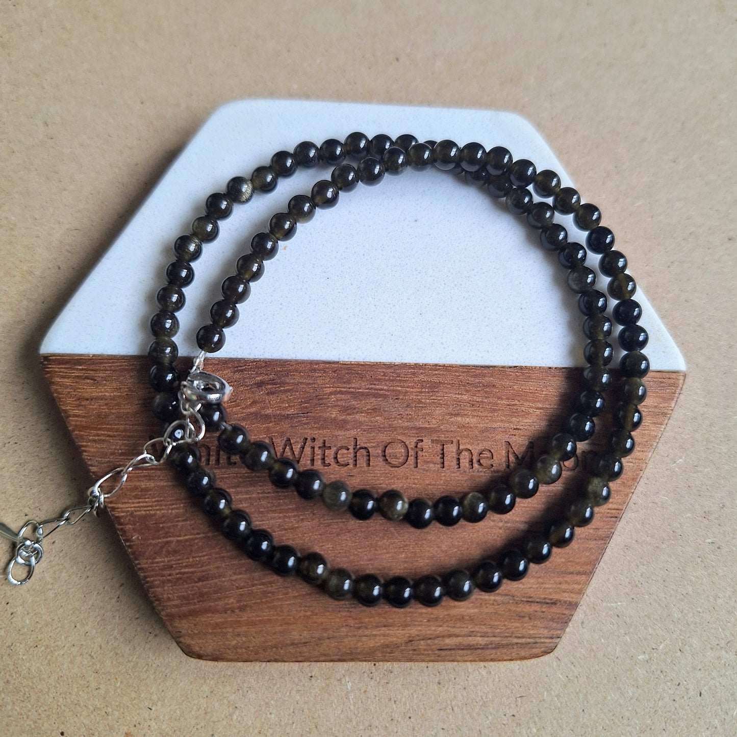 Sheen obsidian 4mm bead choker