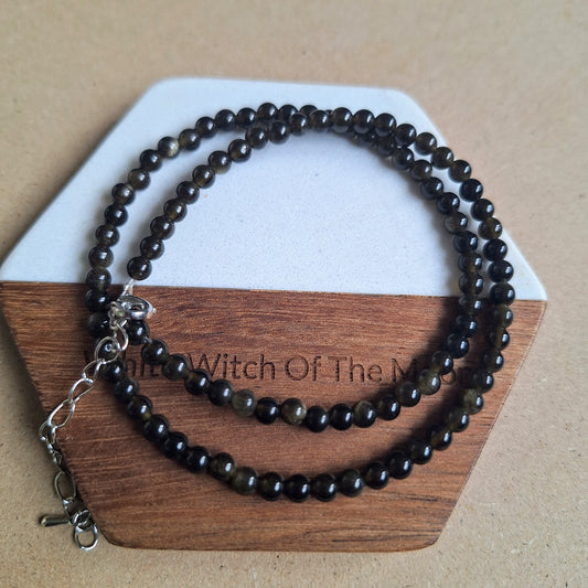 Sheen obsidian 4mm bead choker