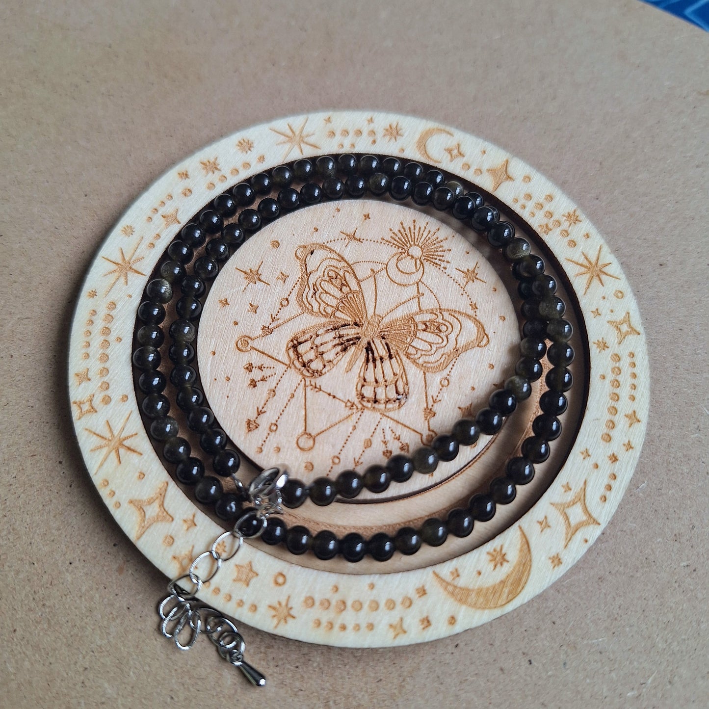 Sheen obsidian 4mm bead choker