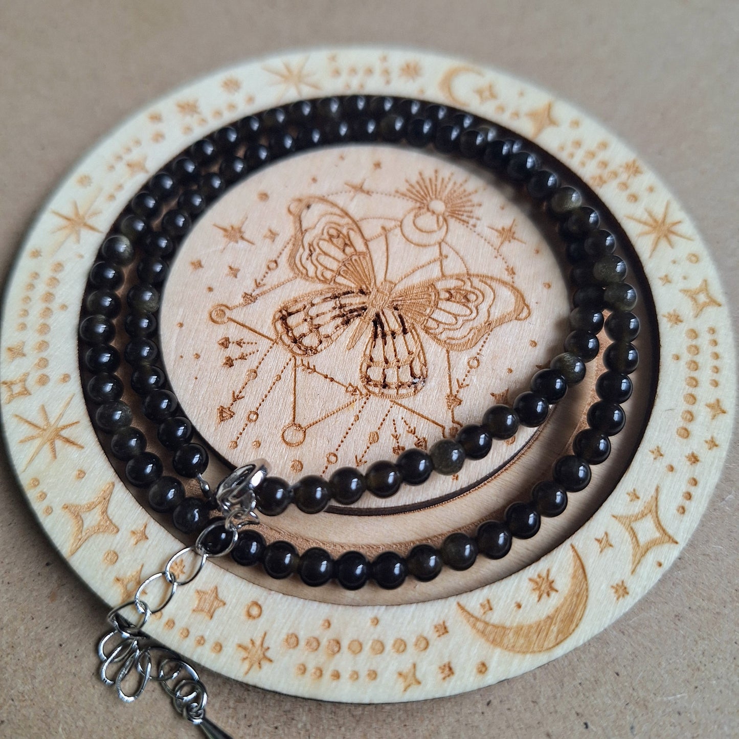 Sheen obsidian 4mm bead choker