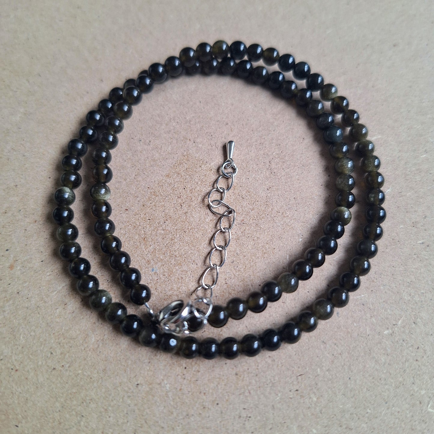 Sheen obsidian 4mm bead choker