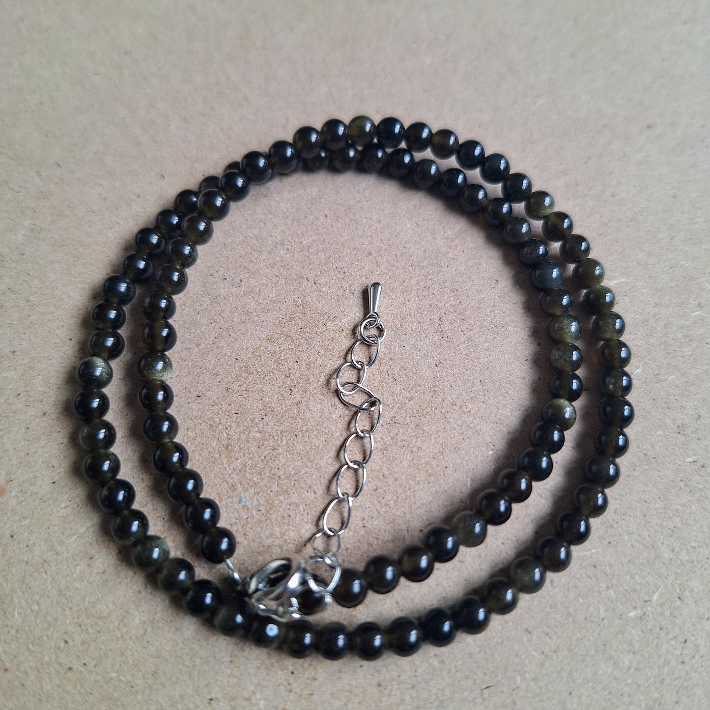 Sheen obsidian 4mm bead choker