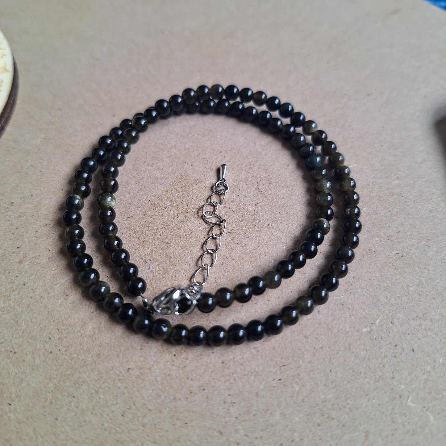 Sheen obsidian 4mm bead choker