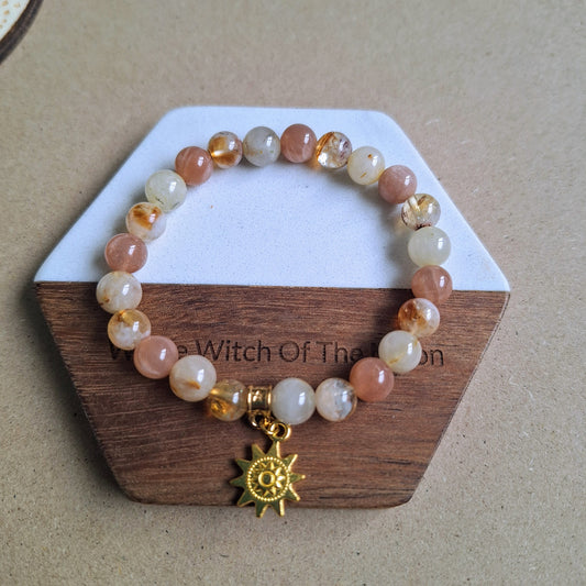 connect with the sun bracelet sunstone citrine and golden quartz encourages positivity crystal  bracelet gift