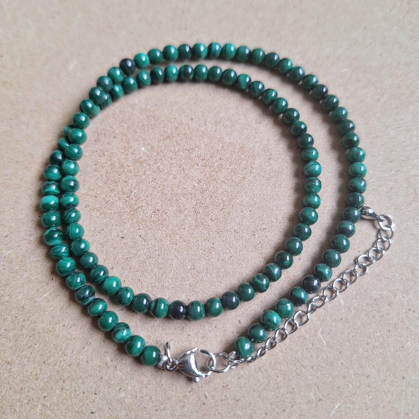 Malachite choker 4mm bead necklace