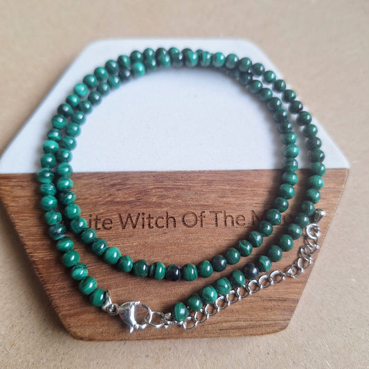 Malachite choker 4mm bead necklace