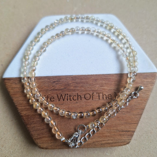 Citrine 4mm bead choker necklace