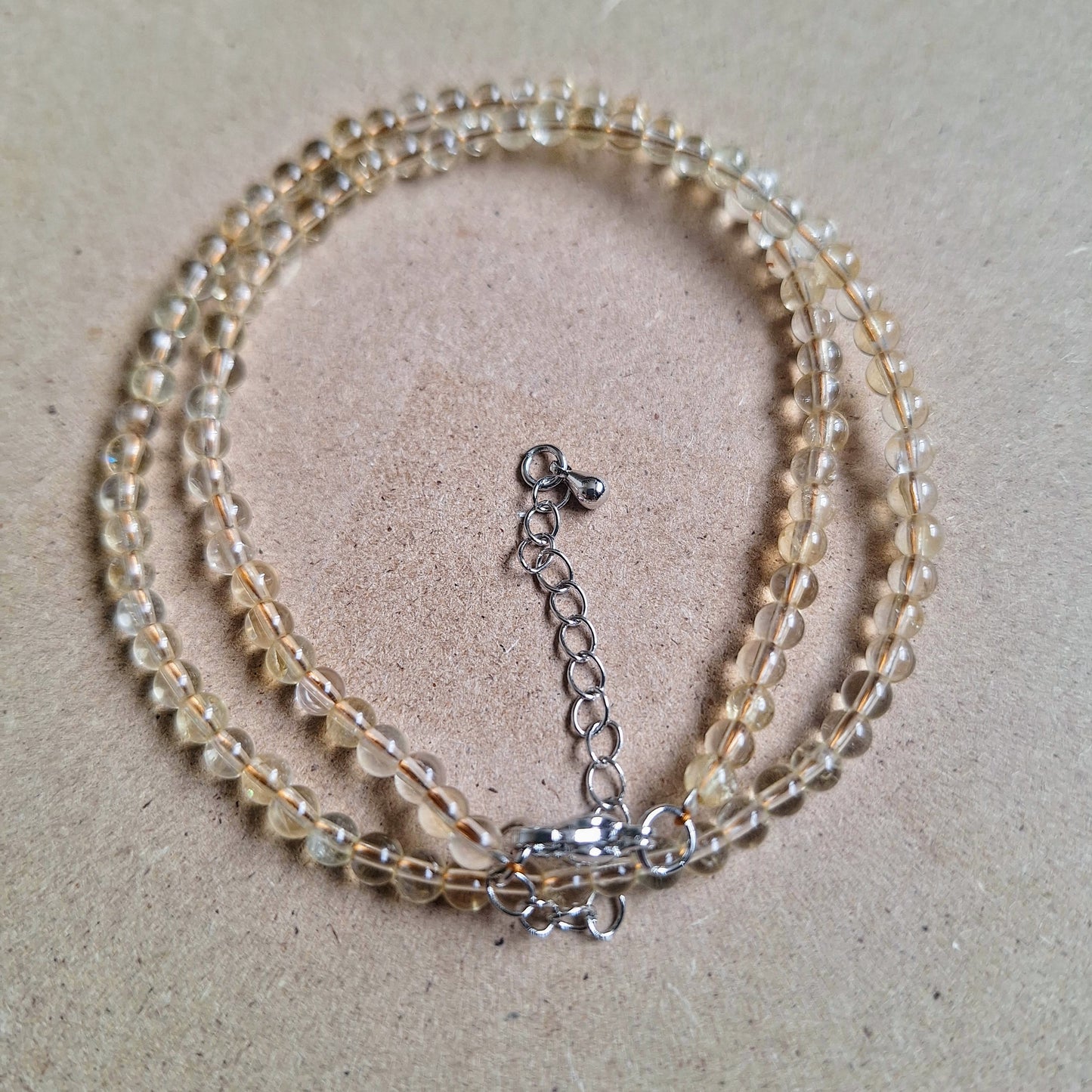 Citrine 4mm bead choker necklace