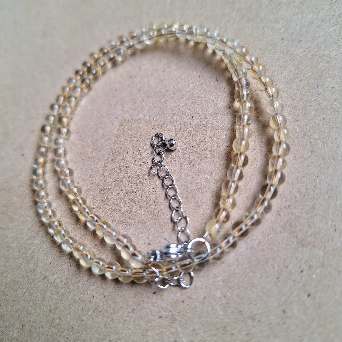 Citrine 4mm bead choker necklace