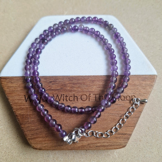 Amethyst 4mm Bead Choker Necklace