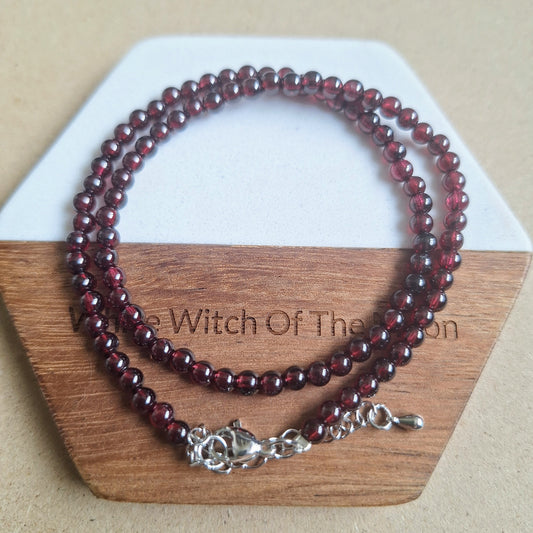 Red Garnet Choker 4mm bead Necklace