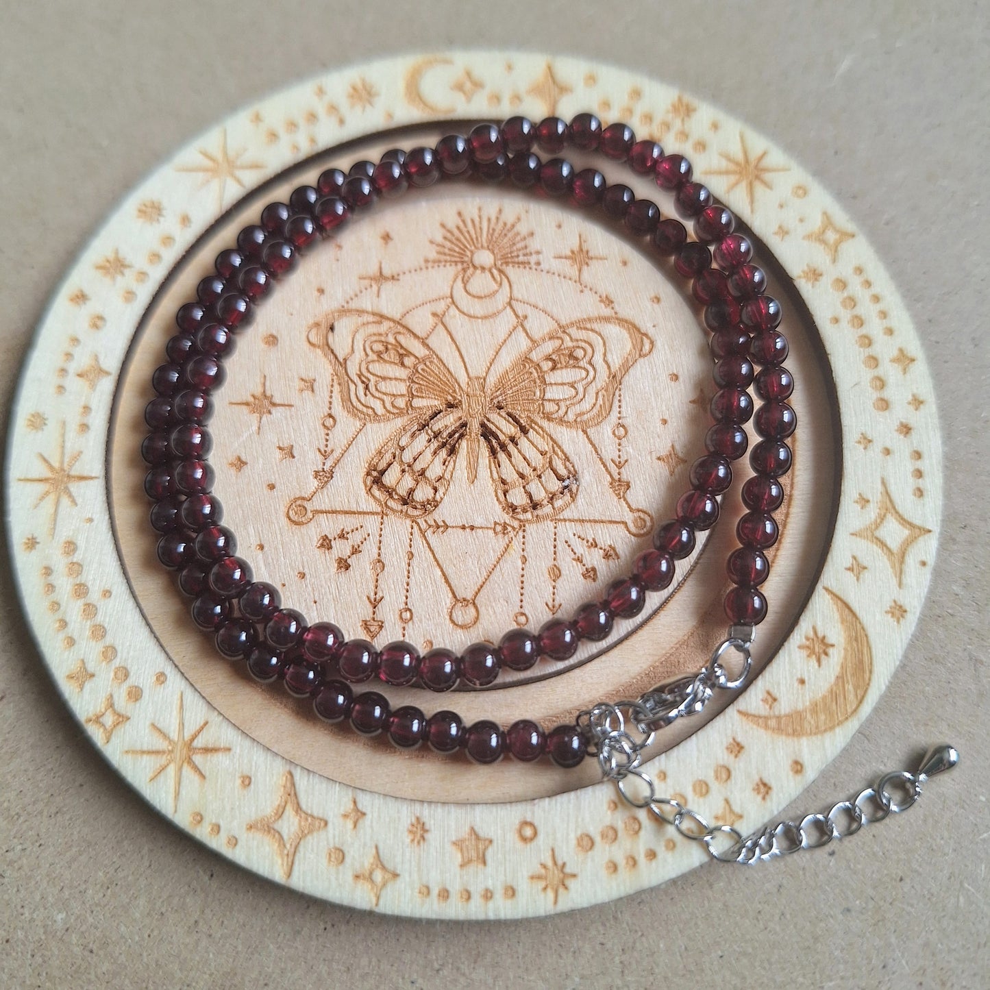 Red Garnet Choker 4mm bead Necklace