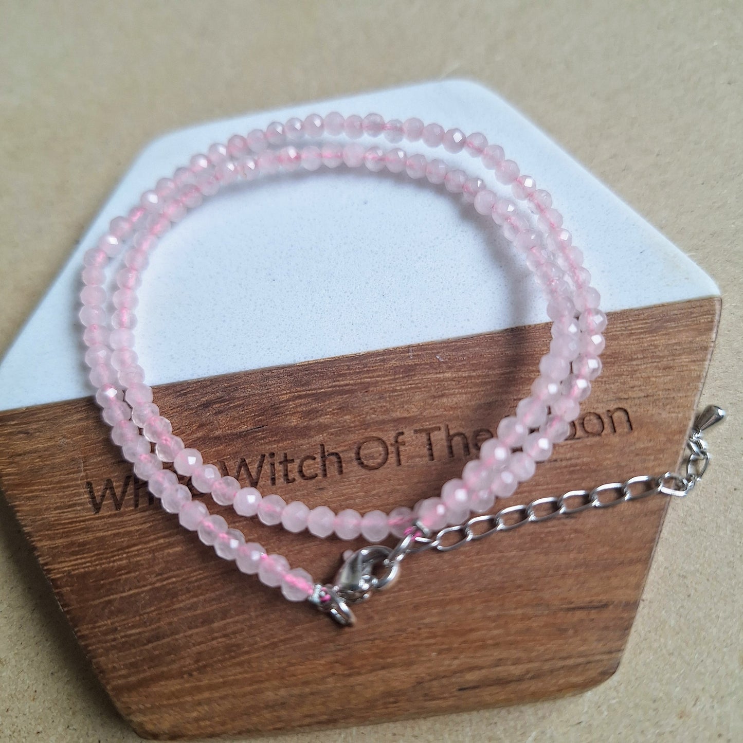 Rose quartz choker 3mm bead Necklace