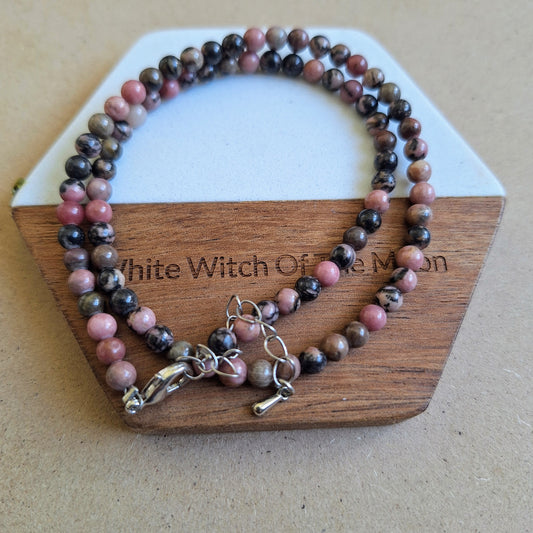 Rhodonite Choker 3mm bead Necklace