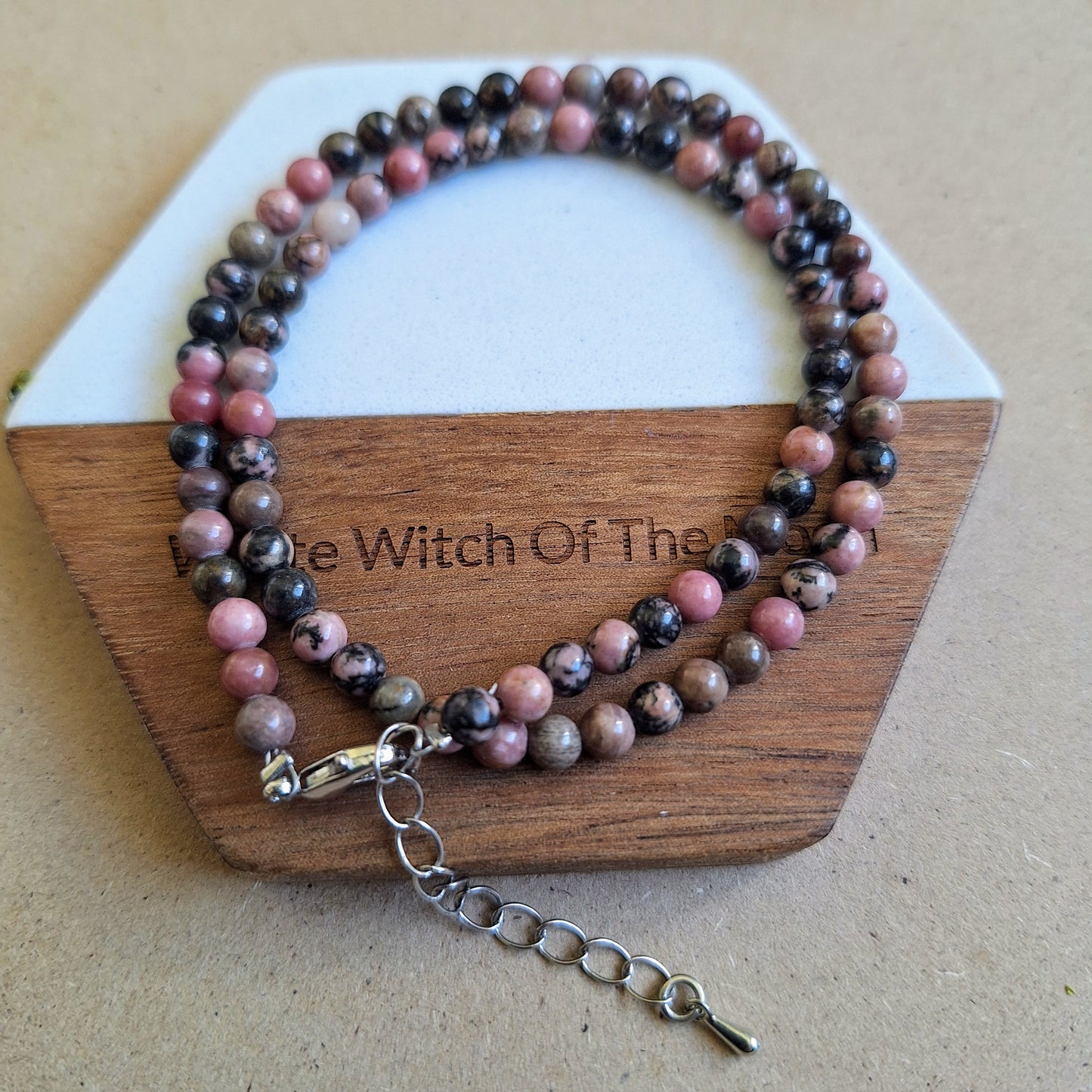 Rhodonite Choker 3mm bead Necklace