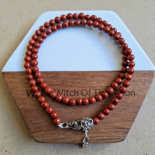 Red Jasper 4mm round bead choker necklace