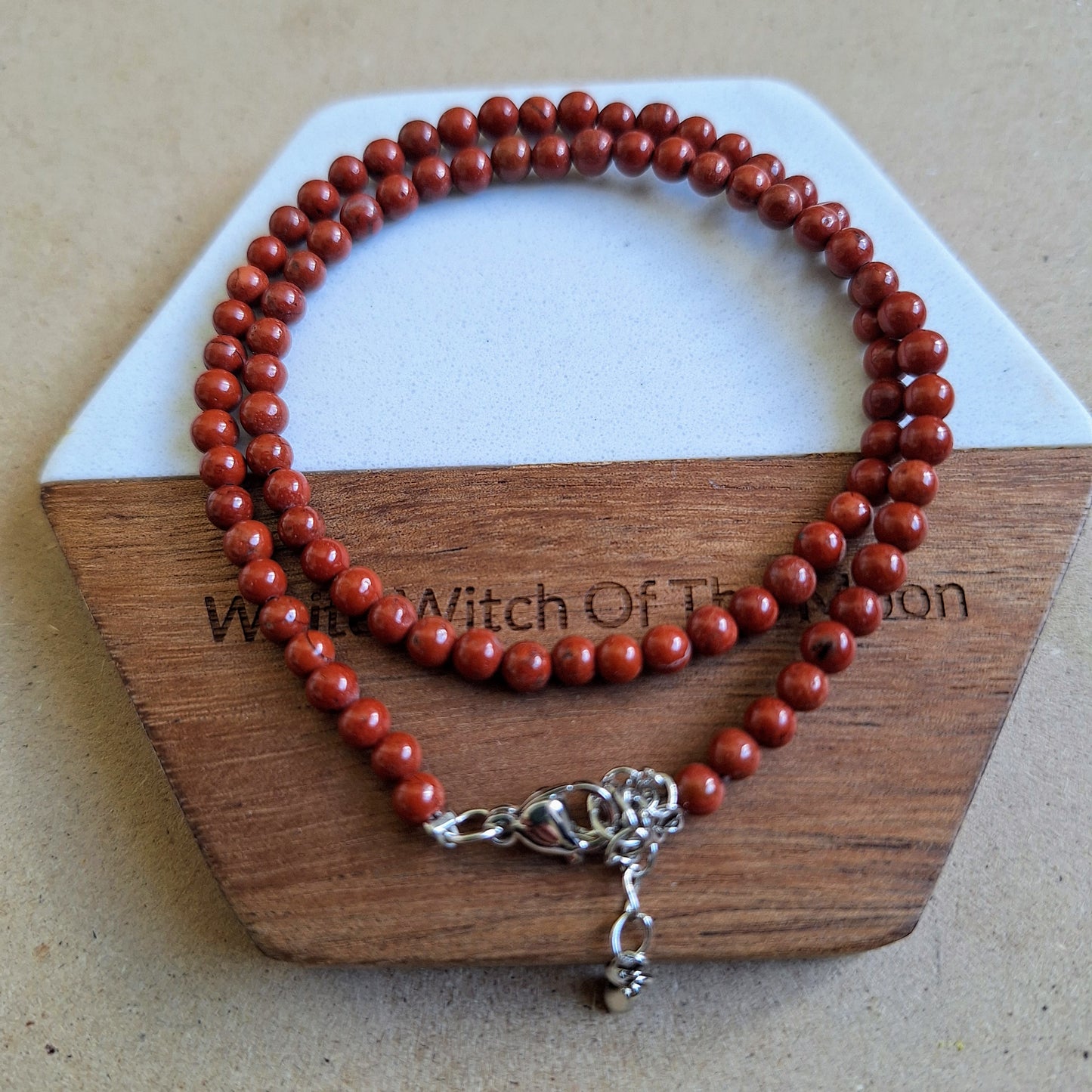 Red Jasper 4mm round bead choker necklace