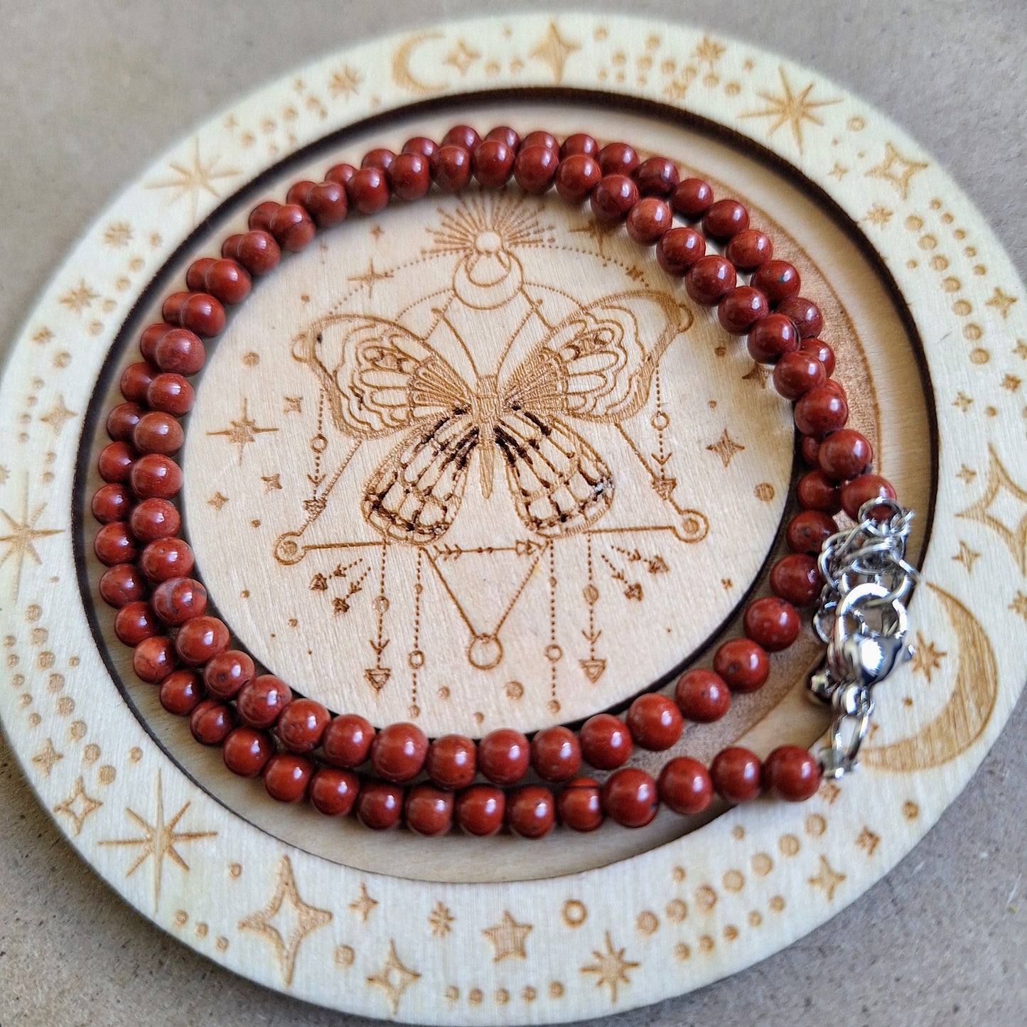 Red Jasper 4mm round bead choker necklace