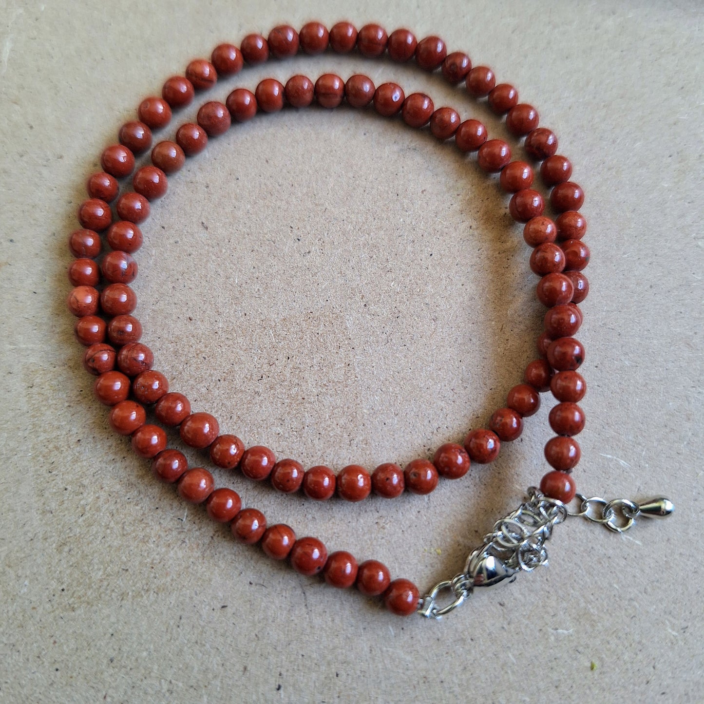 Red Jasper 4mm round bead choker necklace