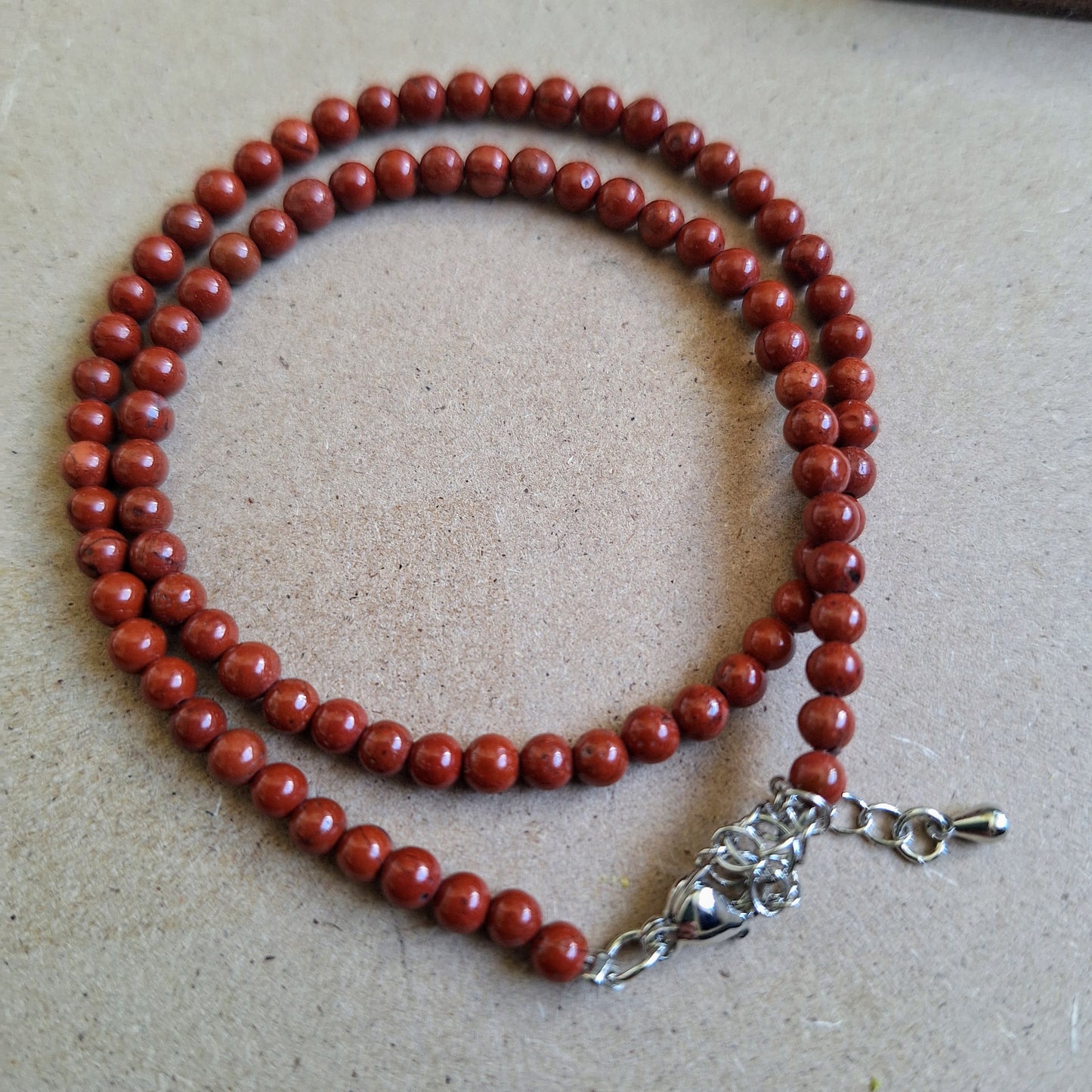 Red Jasper 4mm round bead choker necklace