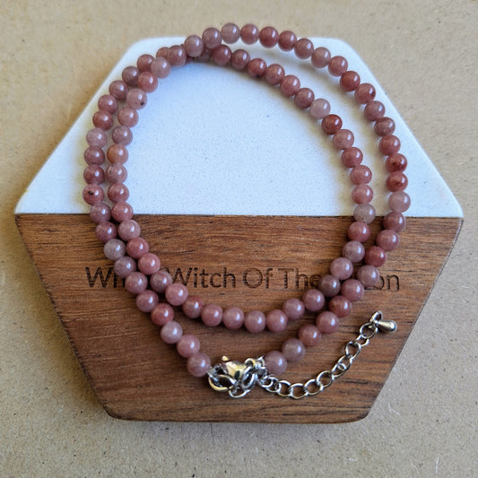 Raspberry aventurine 4mm Bead Choker Necklace
