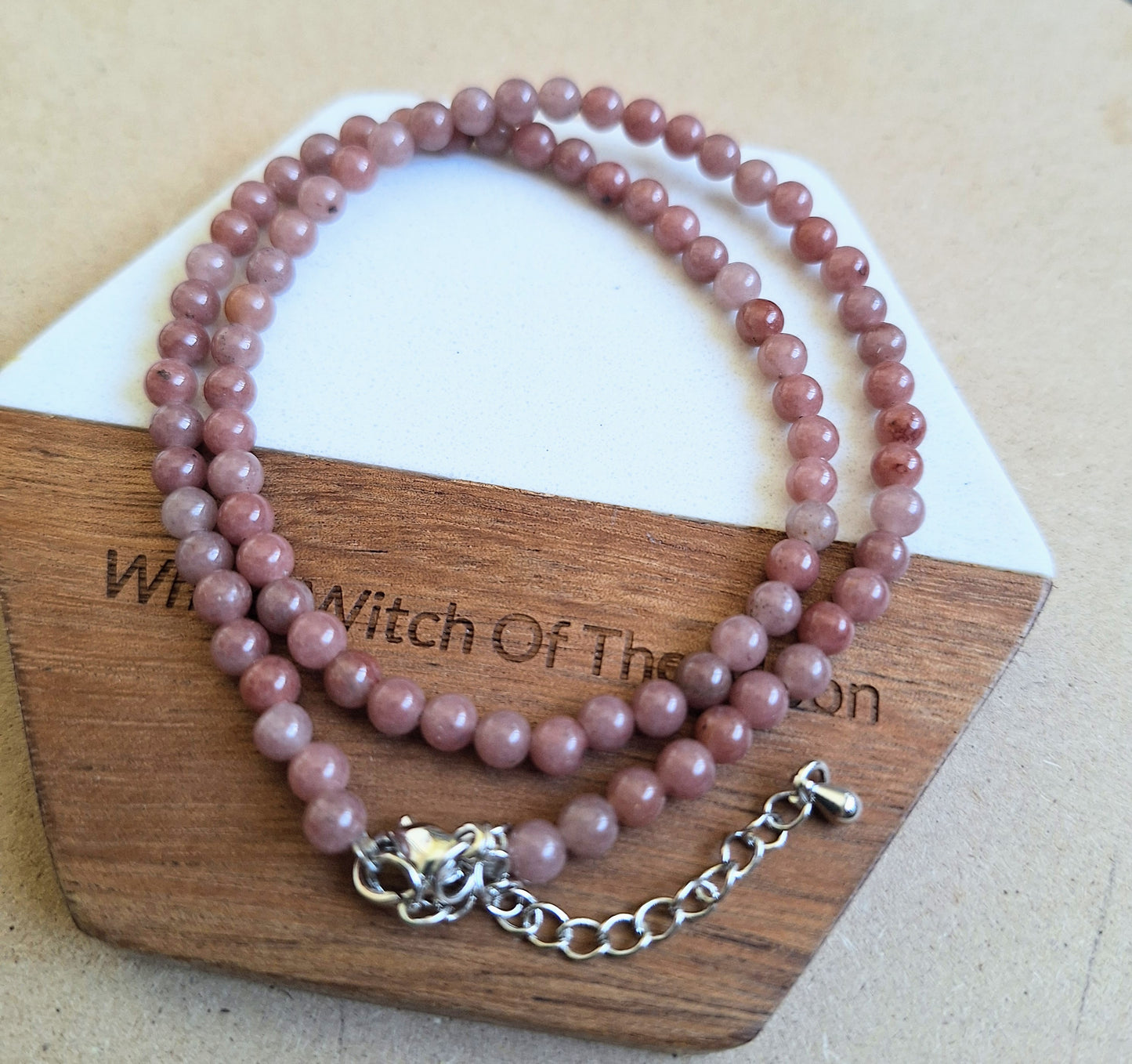 Raspberry aventurine 4mm Bead Choker Necklace