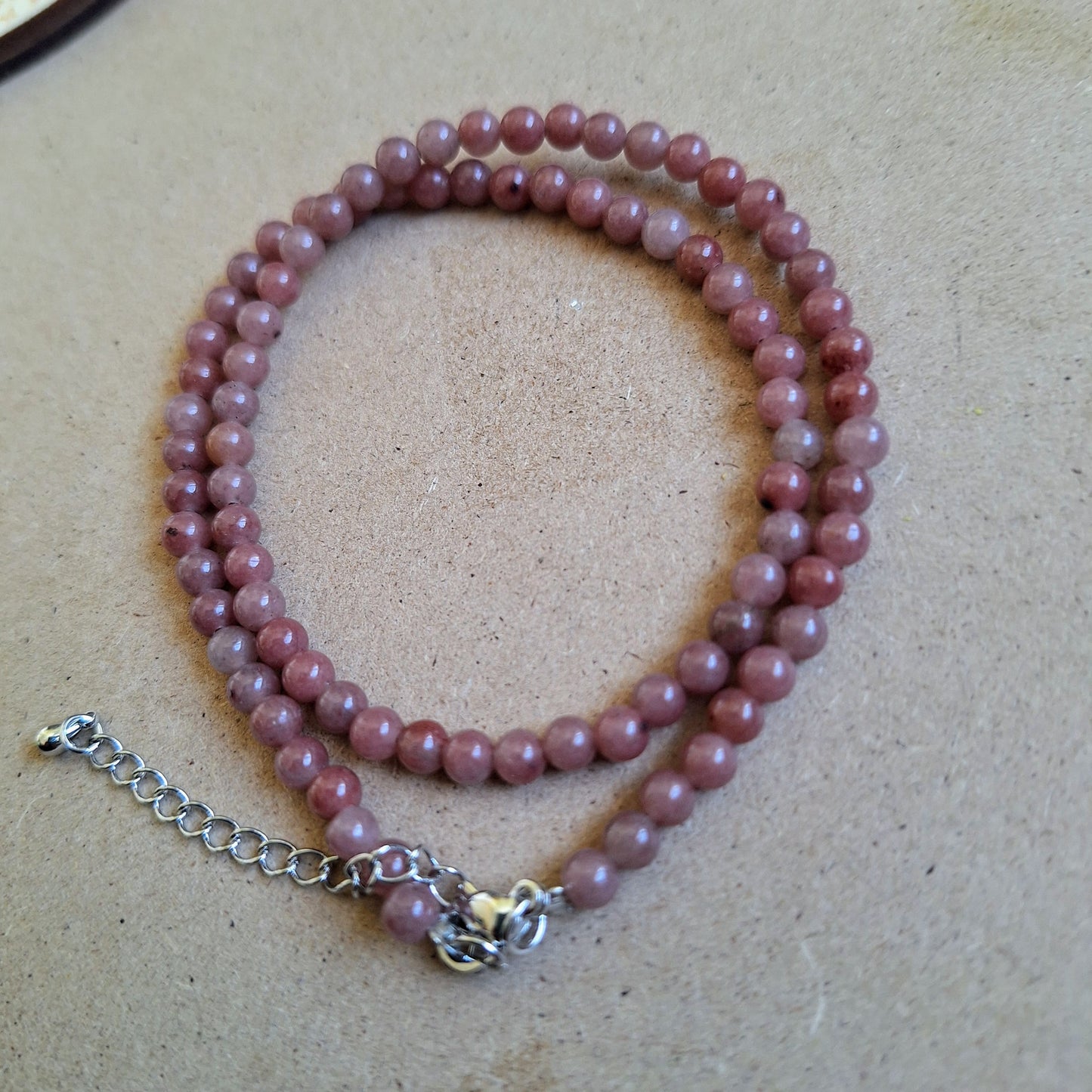 Raspberry aventurine 4mm Bead Choker Necklace
