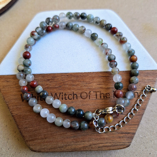 Bloodstone 4mm round Bead Choker Necklace
