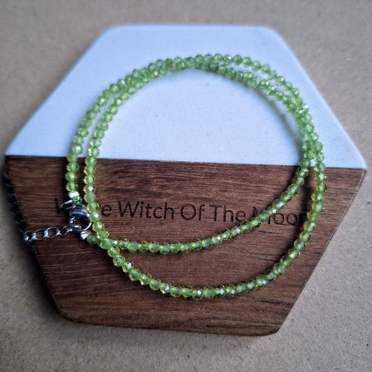 Peridot Choker Necklace 3mm faceted beads