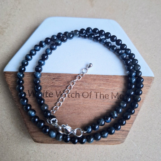 Blue Tigers Eye 4mm bead choker