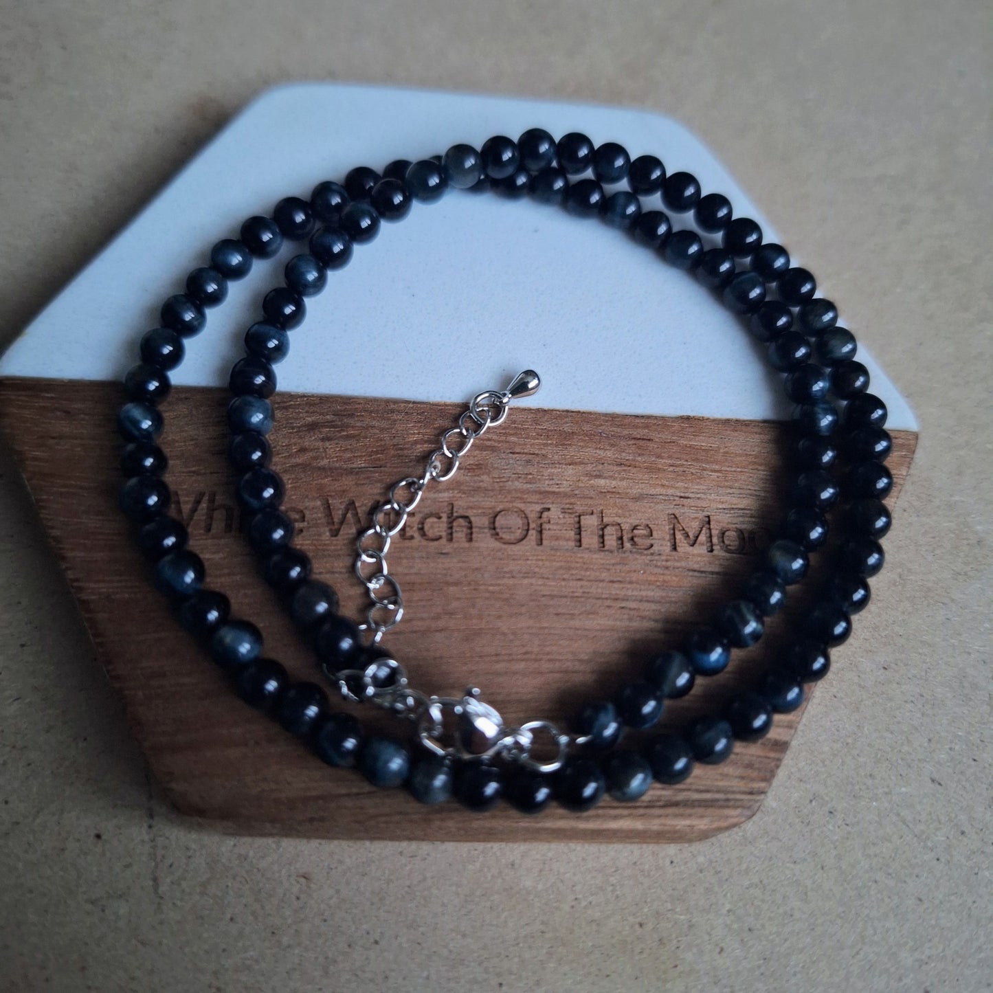 Blue Tigers Eye 4mm bead choker