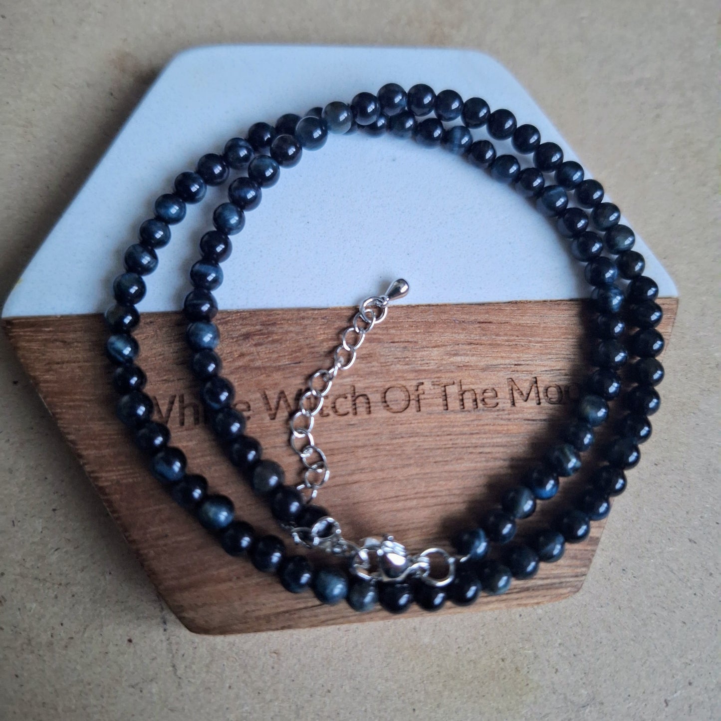 Blue Tigers Eye 4mm bead choker