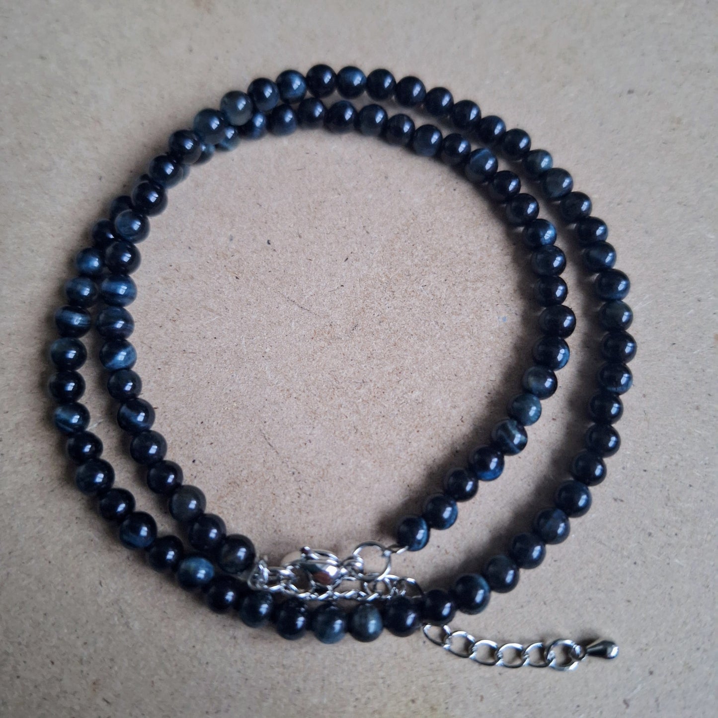 Blue Tigers Eye 4mm bead choker