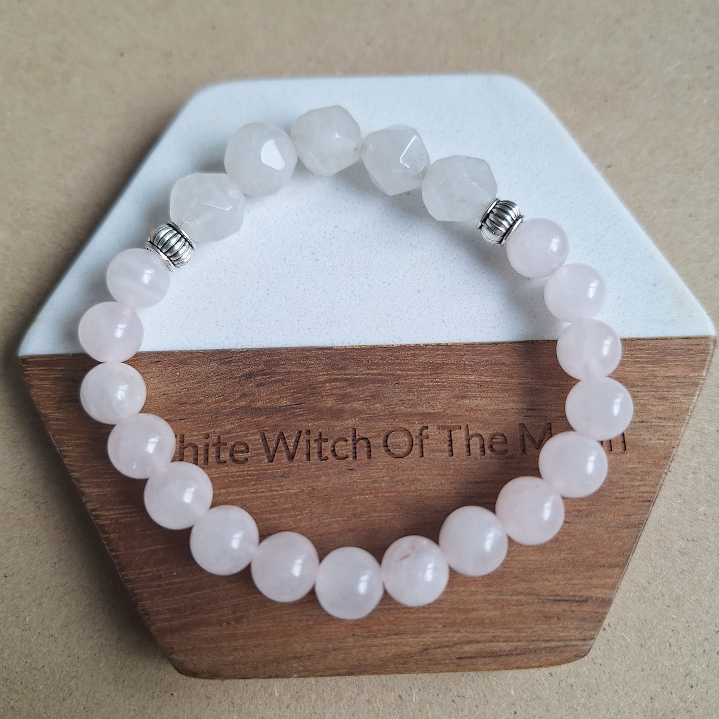 Rose quartz and moonstone bracelet crystal healing natural stone self love and calming gemstone jewellery
