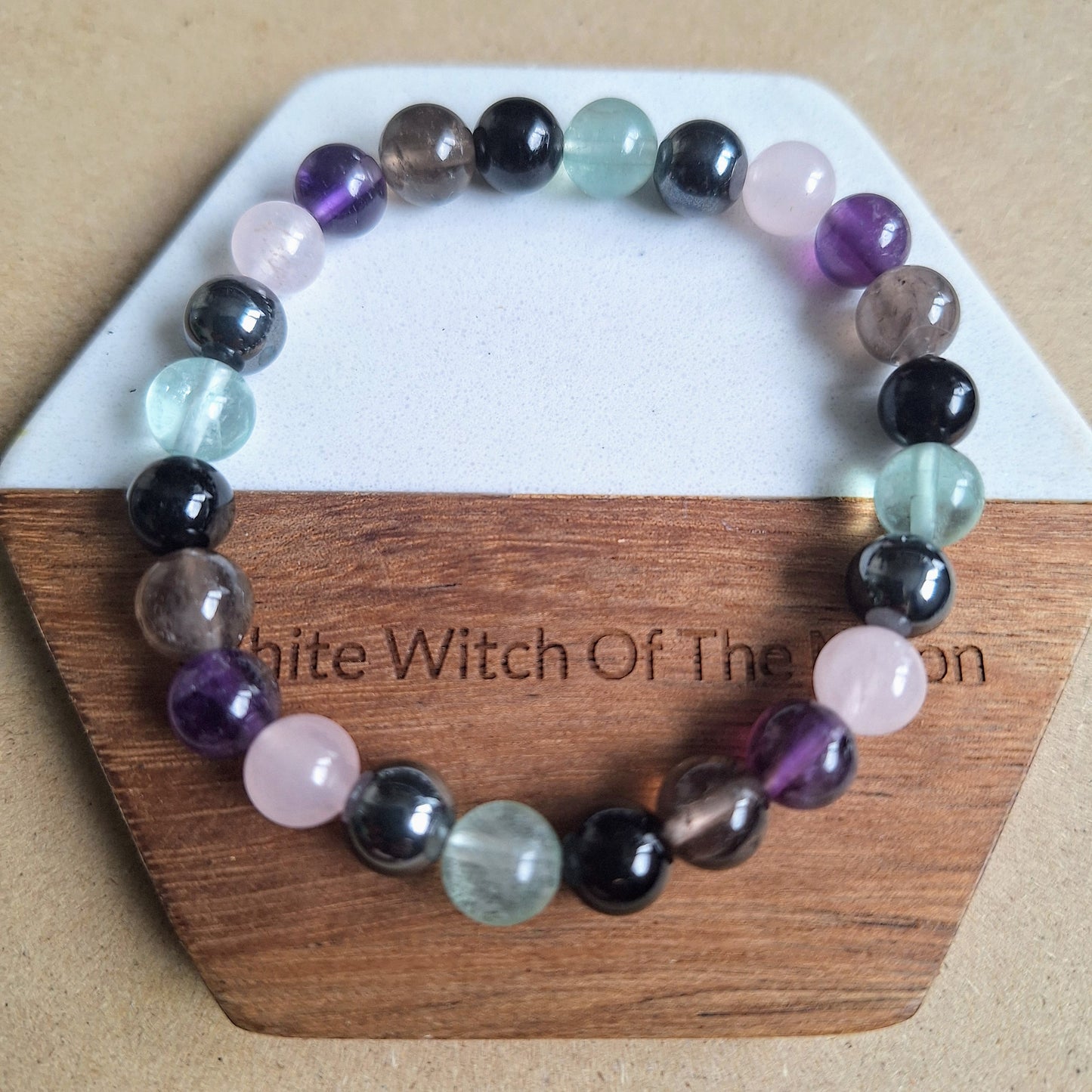 Empath Bracelet crystal healing gift for her jewellery for him witchy jewelry rose quartz, Tourmaline, fluorite