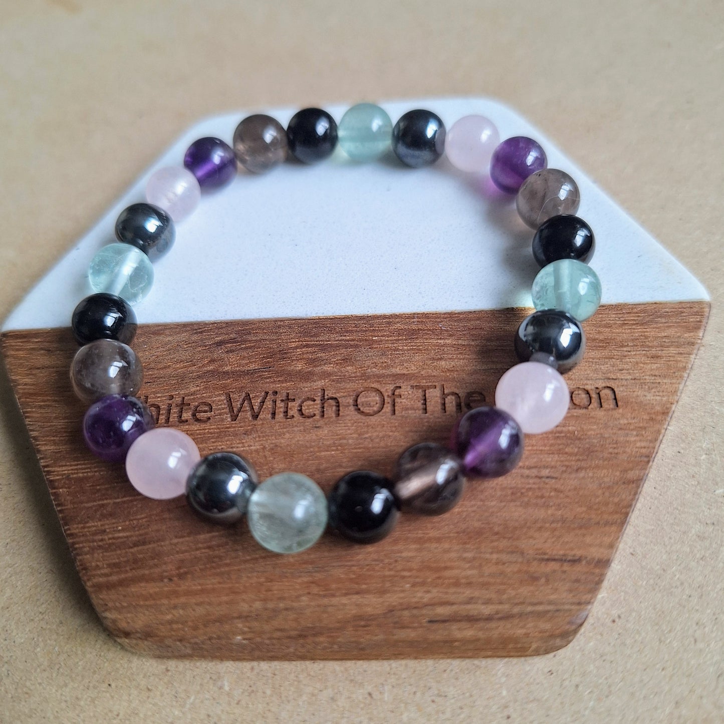 Empath Bracelet crystal healing gift for her jewellery for him witchy jewelry rose quartz, Tourmaline, fluorite