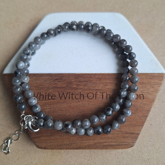 Larvikite 4mm bead Choker Necklace