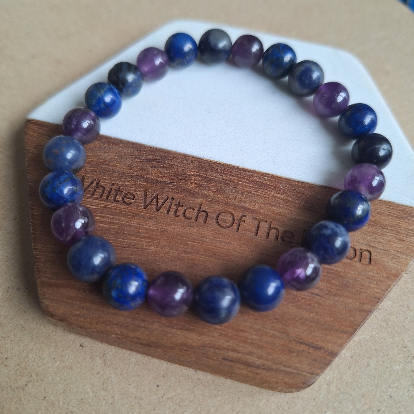 peaceful sleep bracelet Amethyst Sodalite and Lapis Lazuli