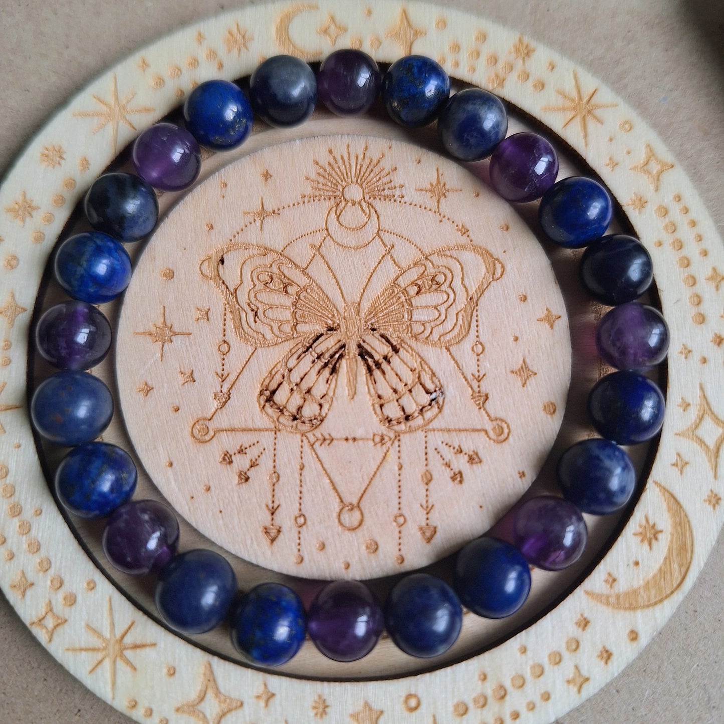 peaceful sleep bracelet Amethyst Sodalite and Lapis Lazuli