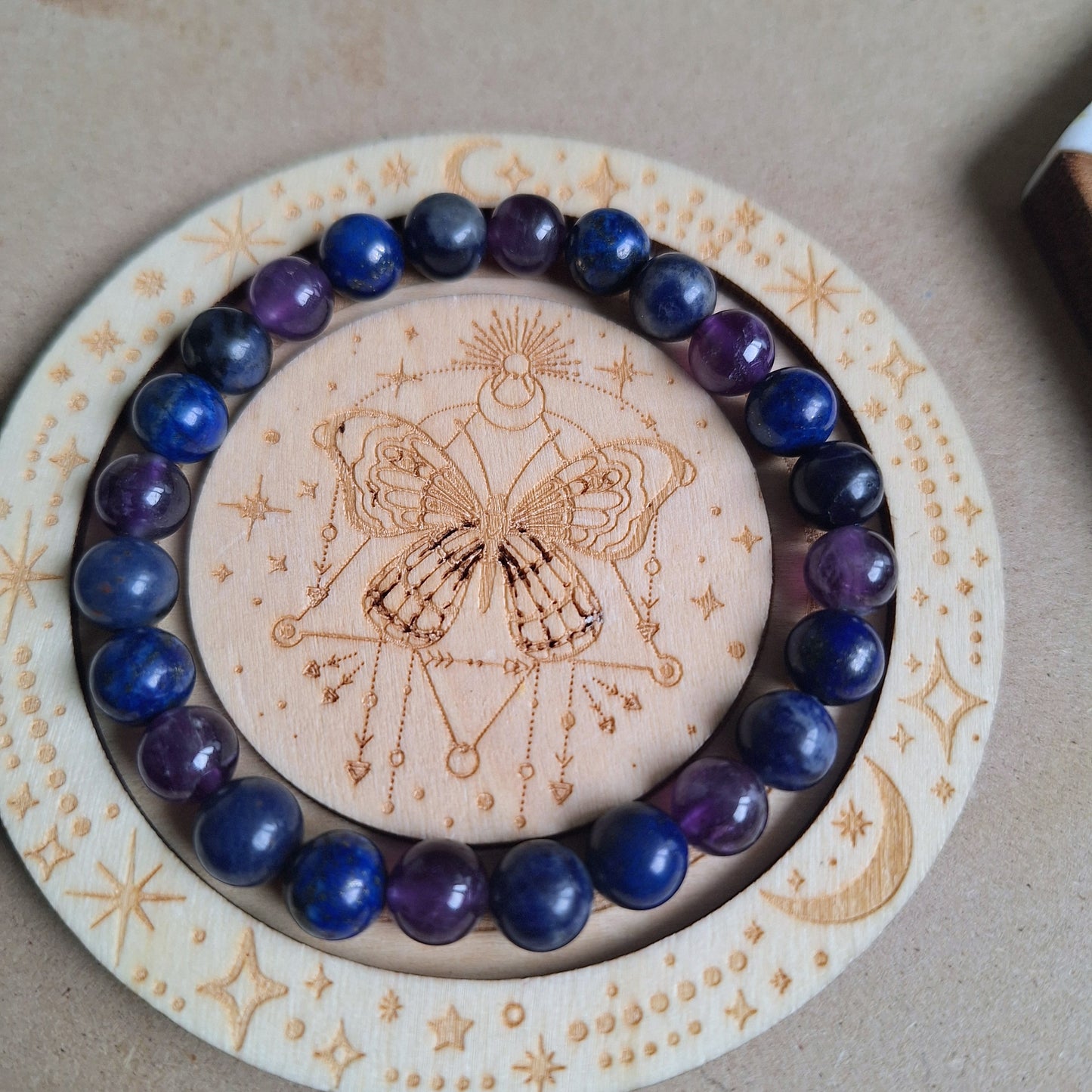 peaceful sleep bracelet Amethyst Sodalite and Lapis Lazuli