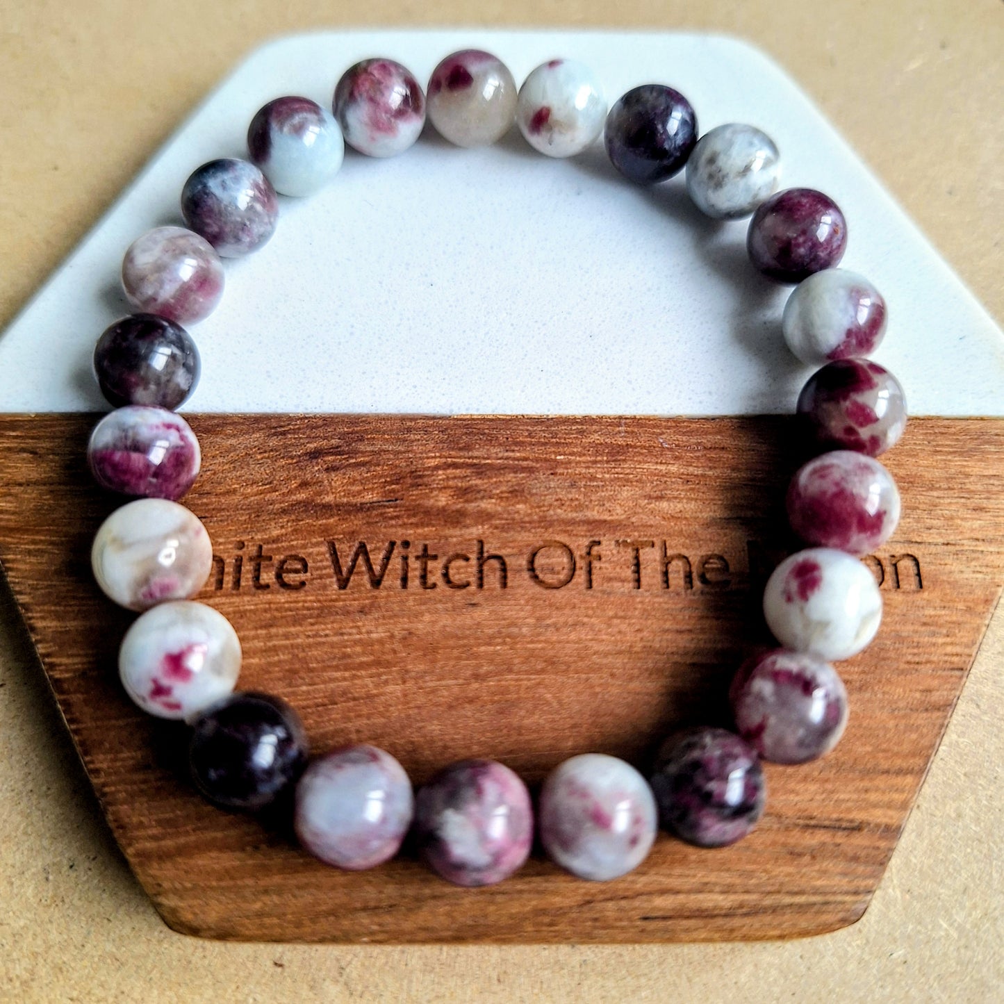 Pink Tourmaline rubellite bracelet Crystal healing natural stone stretch stacking bracelet gift for him or her heart chakra