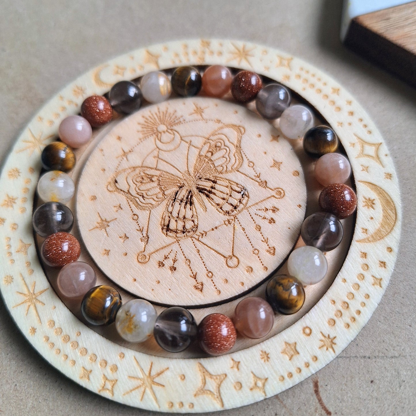 Positive thinking Bracelet crystal healing natural stone goldstone, Citrine, tigers eye, sunstone